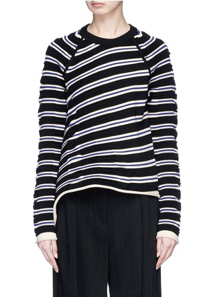 Main View - Click To Enlarge - 3.1 PHILLIP LIM - Stripe ottoman knit panel sweater
