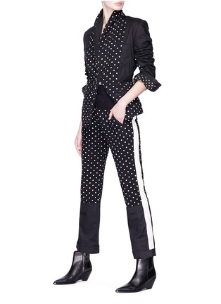Figure View - Click To Enlarge - HAIDER ACKERMANN - Contrast sleeve felted polka dot print blazer