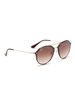 Figure View - Click To Enlarge - RAY-BAN - 'Blaze' metal round sunglasses