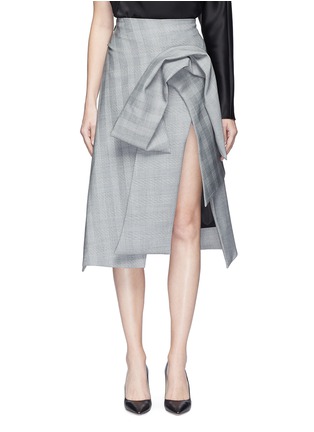 Main View - Click To Enlarge - MATICEVSKI - 'Excellence' ruched panel check plaid skirt