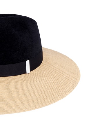 Detail View - Click To Enlarge - GIGI BURRIS MILLINERY - 'Drake' colourblock straw brim felt fedora hat
