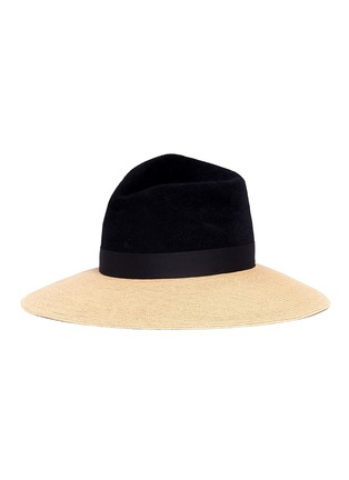 Figure View - Click To Enlarge - GIGI BURRIS MILLINERY - 'Drake' colourblock straw brim felt fedora hat