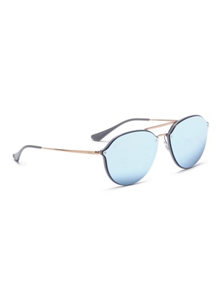 Figure View - Click To Enlarge - RAY-BAN - 'Blaze' metal round mirror sunglasses