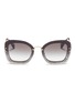 Main View - Click To Enlarge - MIU MIU - Metal temple mounted lens glitter acetate square sunglasses