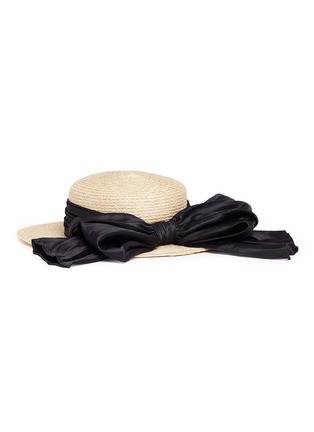 Figure View - Click To Enlarge - EUGENIA KIM - 'Brigitte' satin bow boater straw hat