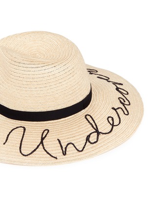 Detail View - Click To Enlarge - EUGENIA KIM - 'Emmanuelle' slogan straw sun hat