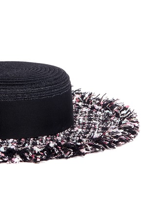 Detail View - Click To Enlarge - EUGENIA KIM - 'Brigitte' tweed brim boater straw hat