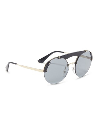 Figure View - Click To Enlarge - PRADA - Acetate top bar metal round sunglasses