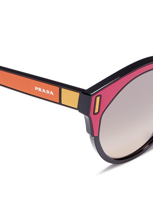 Detail View - Click To Enlarge - PRADA - Colourblock acetate round sunglasses