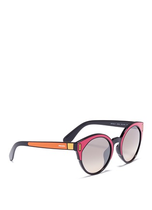 Figure View - Click To Enlarge - PRADA - Colourblock acetate round sunglasses