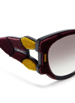 Detail View - Click To Enlarge - PRADA - Velvet panel acetate cat eye sunglasses