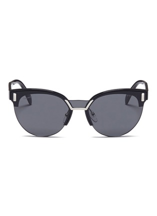 Main View - Click To Enlarge - PRADA - Acetate brow bar round sunglasses