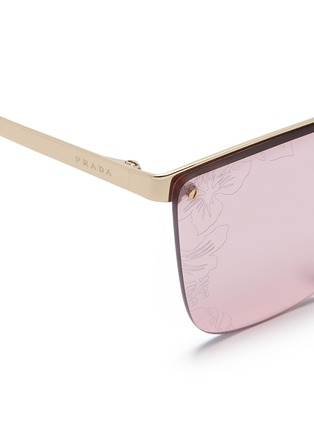 Detail View - Click To Enlarge - PRADA - Mount floral lens metal angular cat eye sunglasses