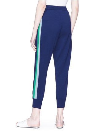 Back View - Click To Enlarge - PORTS 1961 - Stripe outseam wool knit cropped sweatpants