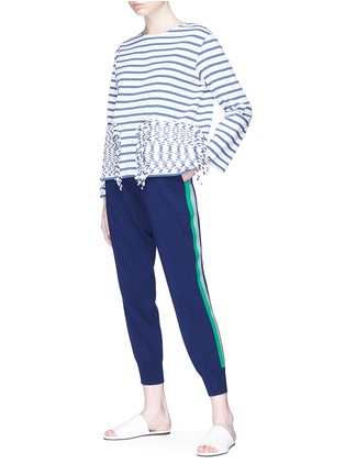 Figure View - Click To Enlarge - PORTS 1961 - Stripe outseam wool knit cropped sweatpants