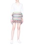 Figure View - Click To Enlarge - PORTS 1961 - Fringe stripe mix knit mini skirt