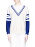 Main View - Click To Enlarge - PORTS 1961 - Cutout shoulder colourblock wool sweater