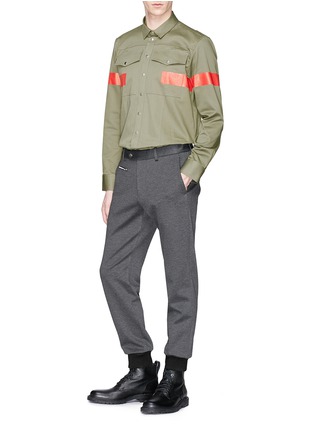 Figure View - Click To Enlarge - NEIL BARRETT - Contrast stripe twill shirt