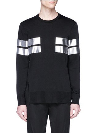 Main View - Click To Enlarge - NEIL BARRETT - Metallic stripe print sweater