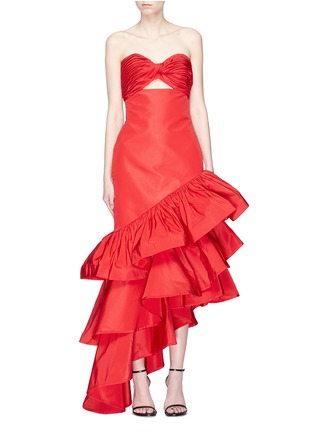 Main View - Click To Enlarge - 73052 - 'Spicy Margarita' cutout twist bandeau tiered peplum gown