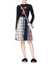 Figure View - Click To Enlarge - SONIA RYKIEL - Zip colourblock tweed patchwork skirt