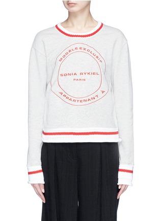 Main View - Click To Enlarge - SONIA RYKIEL - Knit trim logo embroidered sweatshirt