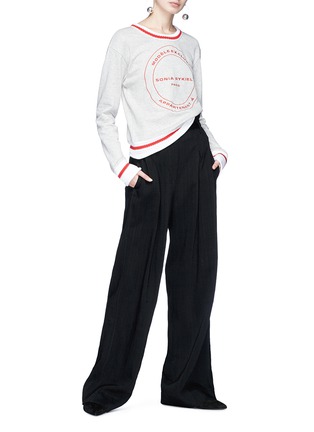 Figure View - Click To Enlarge - SONIA RYKIEL - Knit trim logo embroidered sweatshirt