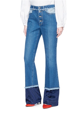 Front View - Click To Enlarge - SONIA RYKIEL - Stripe cuff flared jeans
