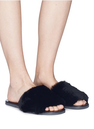 Figure View - Click To Enlarge - FABIO RUSCONI - Rabbit fur slide sandals