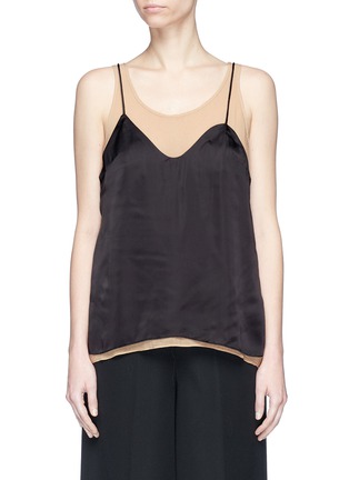 Main View - Click To Enlarge - AALTO - Satin camisole overlay crepe tank top