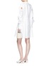 Figure View - Click To Enlarge - ADEAM - Tie cutout ruched sleeve shirt dress