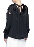 Back View - Click To Enlarge - ADEAM - Tie back cut-out shoulder sateen blouse