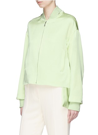 Detail View - Click To Enlarge - ADEAM - Satin hooded high-low bomber jacket