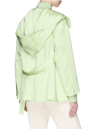Back View - Click To Enlarge - ADEAM - Satin hooded high-low bomber jacket