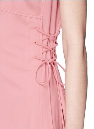 Detail View - Click To Enlarge - ADEAM - Lace-up side ruffle drape wool dress