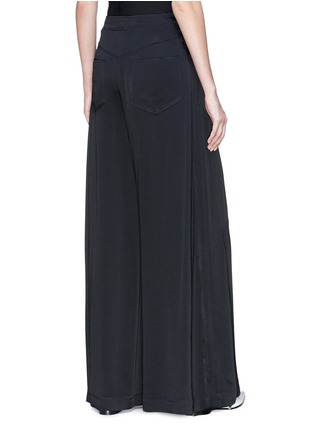 Back View - Click To Enlarge - ADEAM - Lace-up sateen wide leg pants