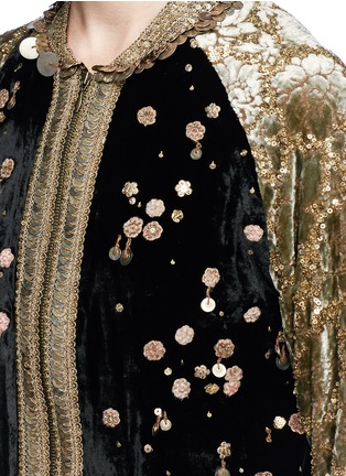 Detail View - Click To Enlarge - SABYASACHI - Embellished velvet cropped bomber jacket