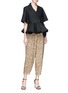 Figure View - Click To Enlarge - SABYASACHI - Floral print velvet trim sequin silk pants
