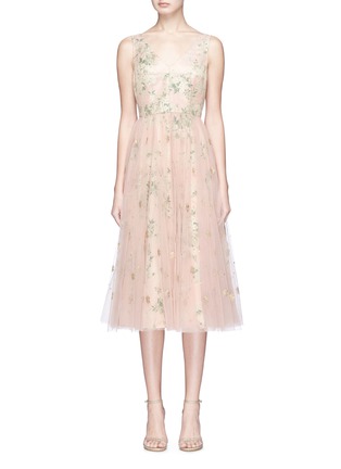 Main View - Click To Enlarge - SABYASACHI - Tulle overlay silk floral jacquard dress