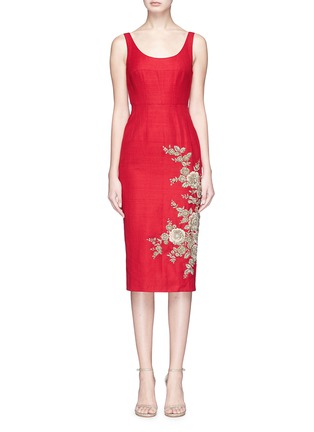 Main View - Click To Enlarge - SABYASACHI - Floral embellished silk bodycon dress