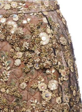 Detail View - Click To Enlarge - SABYASACHI - Floral embellished tulle overlay velvet skirt