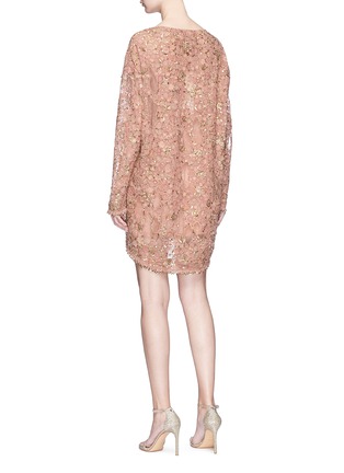 Back View - Click To Enlarge - SABYASACHI - Sequin floral embroidered tulle dress