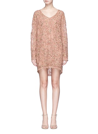 Main View - Click To Enlarge - SABYASACHI - Sequin floral embroidered tulle dress