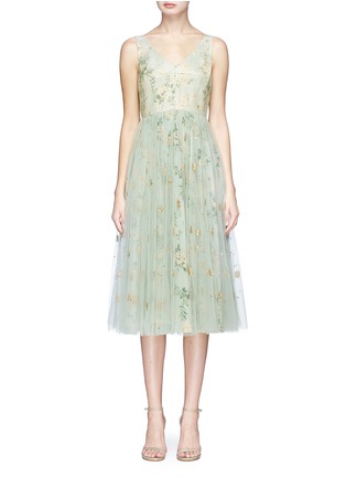 Main View - Click To Enlarge - SABYASACHI - Tulle overlay silk floral jacquard dress