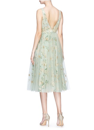 Figure View - Click To Enlarge - SABYASACHI - Tulle overlay silk floral jacquard dress