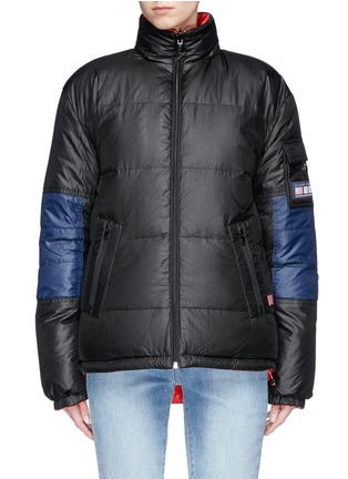 Main View - Click To Enlarge - OPENING CEREMONY - Colourblock reversible down puffer jacket
