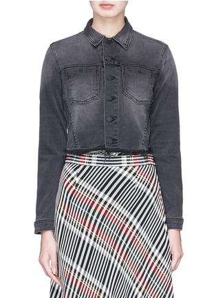 Main View - Click To Enlarge - L'AGENCE - 'Zuma' lace-up back cropped denim jacket