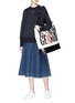 Front View - Click To Enlarge - SONIA RYKIEL - '175 Saint Germain' slogan print canvas leather tote