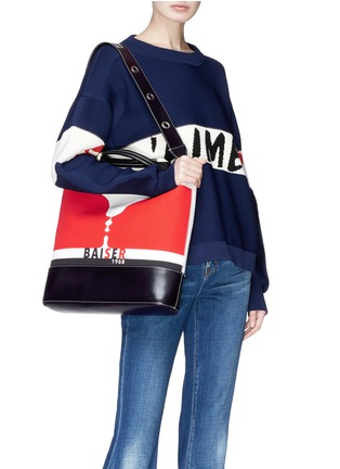 Front View - Click To Enlarge - SONIA RYKIEL - 'Baiser' graphic print canvas leather tote