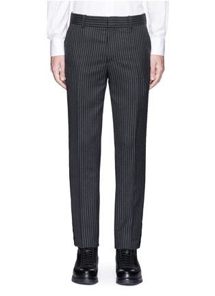 Main View - Click To Enlarge - ALEXANDER MCQUEEN - Velvet trim wool stripe jacquard pants